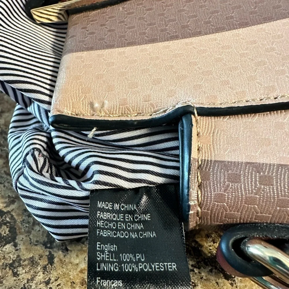 COPY - Unbranded Double Handle Shoulder Bag Black Cream Tan Polyurethane